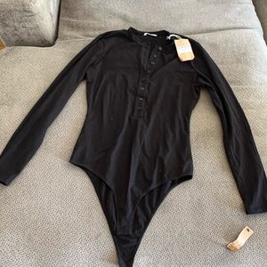 Reformation long sleeve black body suit